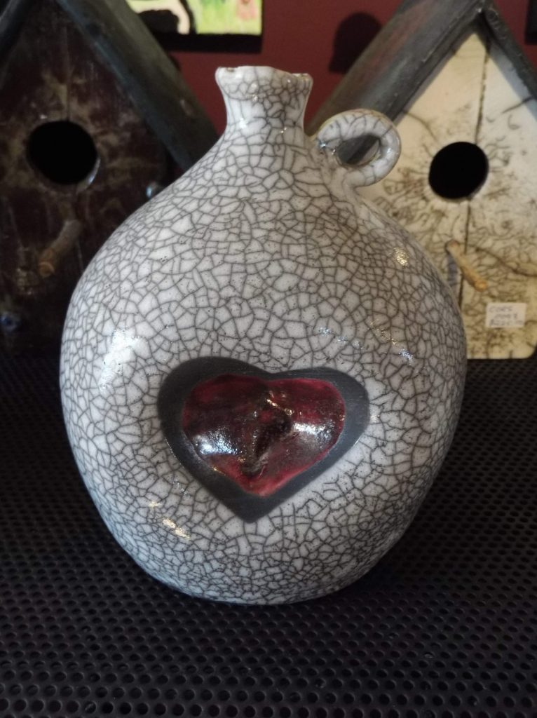Raku pottery with heart